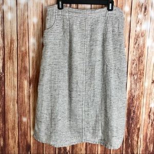 FLAX Linen Midi Skirt w/ Pockets Sz M